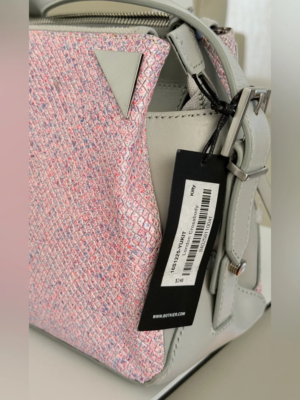 NWT Botkier x Coco Rocha Kitty London Leather Crossbody Bag Pink Gray MSRP $248